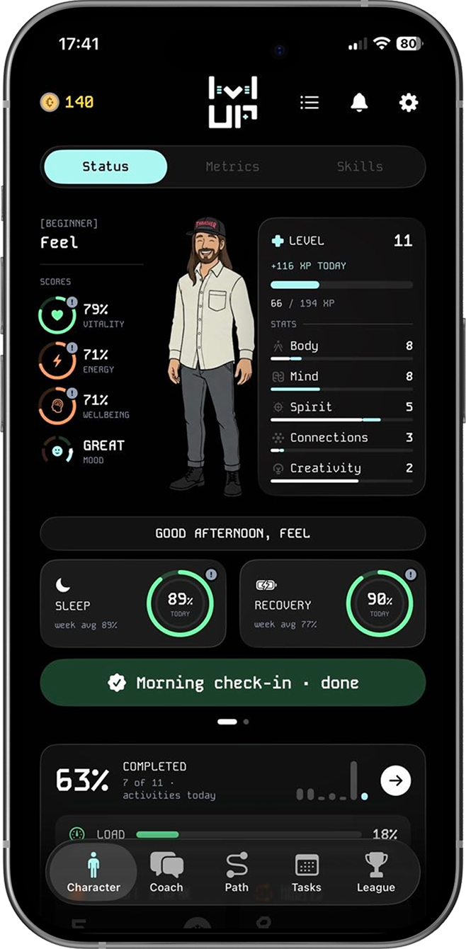 LevelUp app interface